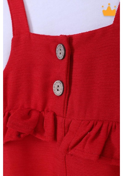 Babyhola Kız Bebek Çocuk Salopet Badi Takım 2338 Kırmızı
