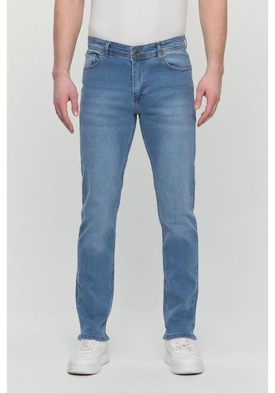Polo State Regular Fit Likralı Erkek Denim Kot Pantolon Mavi Mavi