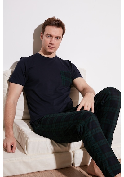 Buratti Ekoseli Pamuklu Regular Fit Kısa Kollu Erkek Pijama Takımı 6572002 Lacivert Buratti Ekoseli Pamuklu Regular Fit Kısa Kollu Erkek Pijama Takımı 6572002 Lacivert