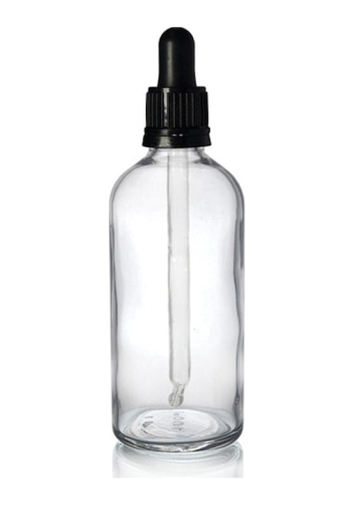 Şeffaf Cam Şişe 100 Ml Sıkmalı Damlalıklı Kapak 18 Mm 90 Adet