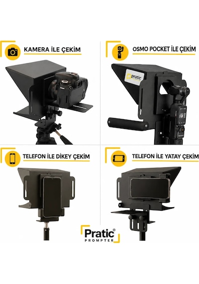 Pratic Teleprompter Eko Set Mobil Kontrollü Yerli Üretim