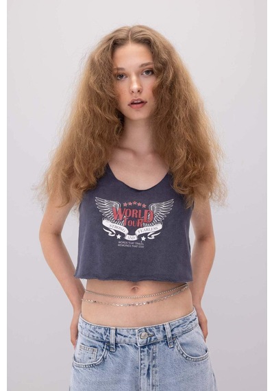 DeFacto Loose Fit Baskılı U Yaka Atlet D3595AX24HSAR191