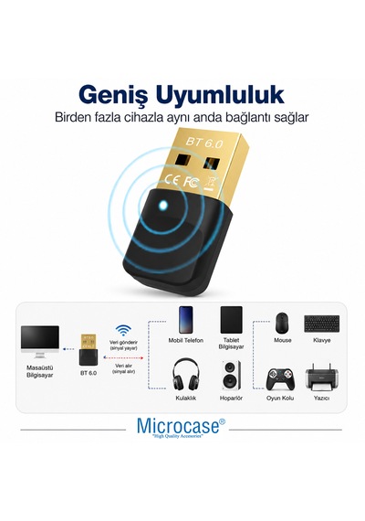Microcase Bt 6.0 Usb Bluetooth Adaptör Kablosuz Alıcı Verici Dongle - Al5845