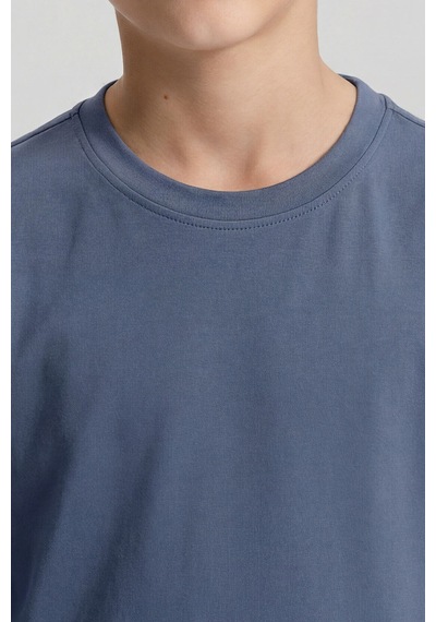 Koyu Mavi O Yaka Standart Fit Basic Uzun Kollu Unisex Çocuk T-shirt - 11329 Koyu Mavi