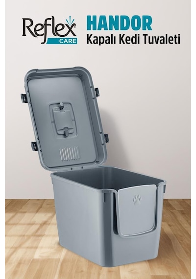 Reflex Care Handor Kapalı Kedi Tuvaleti Gri 57,5 X 43,5 X 39 Cm