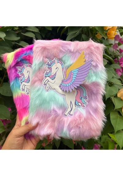 Unicorn Tasarımlı Peluş Hatıra Defteri Çok Renkli