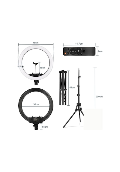Vilya 45cm Megalüx Döküm Ayaklı Profesyonel Kuaför Makyaj Çekimleri 18ınç 460 Led Ring Lıght