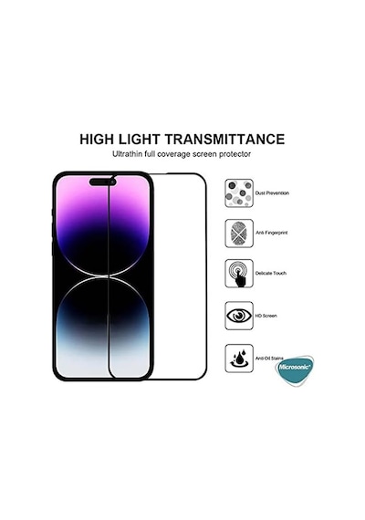 Apple İphone 16 Plus Tam Kaplayan Temperli Cam Ekran Koruyucu Siyah