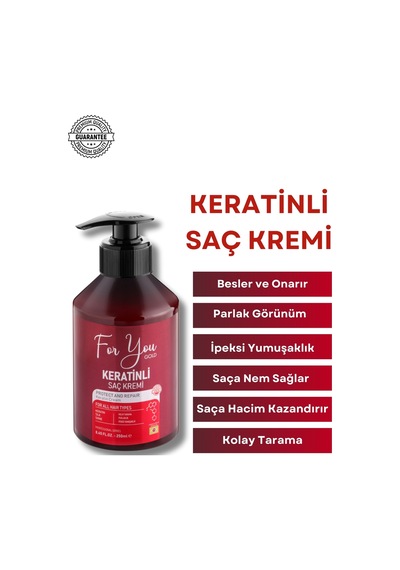 Keratinli,onarıcı,besleyici,canlandırıcı Saç Kremi Saç Güzelleştirici Bakım Kremi 250ml