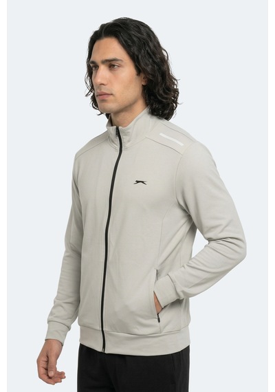 Slazenger Revolver Erkek Fermuarlı Dik Yaka Cepli Gri Sweatshırt