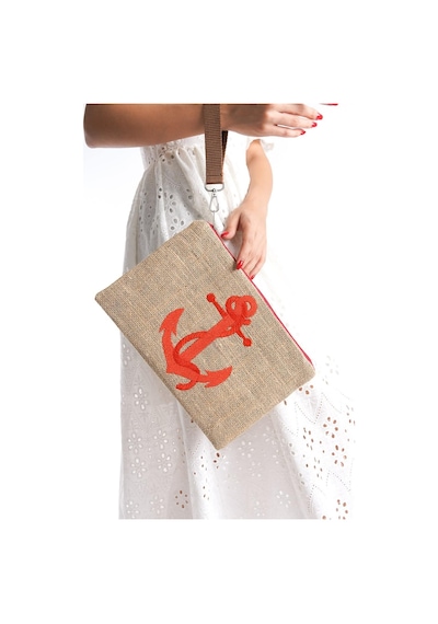 Mubiano Summer Kadın Jüt Hasır Kumaş Çapa Clutch & Portföy Çanta - Msly0103-bj Bej