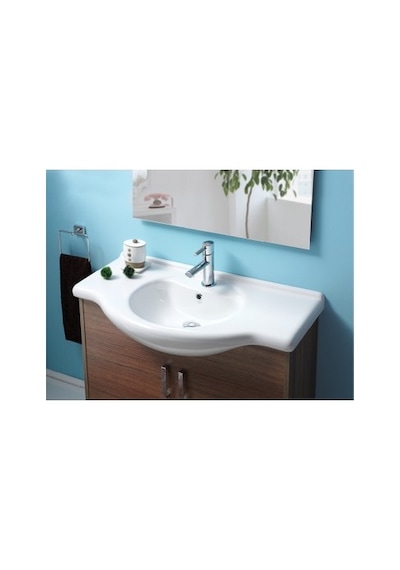 55 Cm Etajerli Turkuaz Seramik Lavabo 508 Yeşil