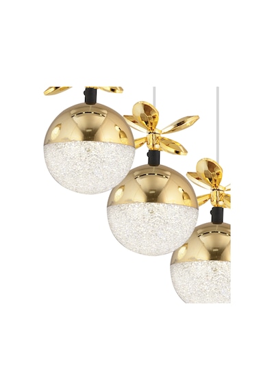 Lokken 5'Li Sıralı Gold 50 Watt Kristal Ledli Modern Oturma Odası Salon Sarkıt Avize