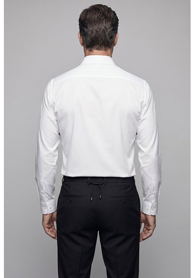 Bisse Beyaz Regular Fit Cepsiz Klasik Uzun Yaka Saten Gömlek Gmkls252185 D01