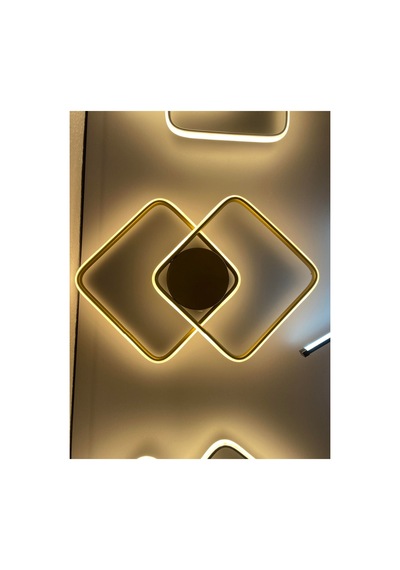 Yüksek Aydınlatmalı Kare Gold Tavan Plafonyer Led Avize, 3 Renk Aydınlatma
