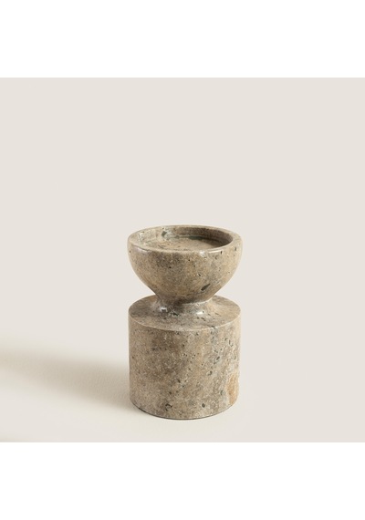 Silver Travertine Aura Küçük Mumluk Natural