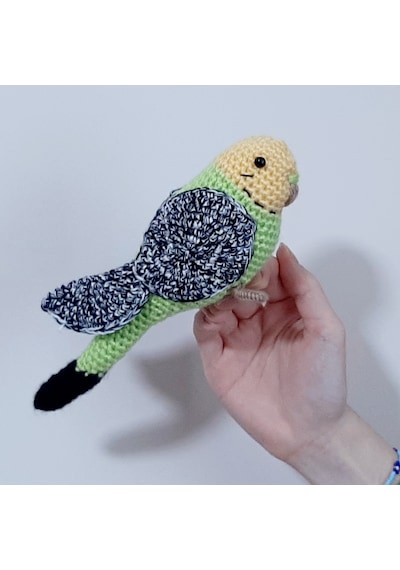Amigurumi Kuş Muhabbet Kuşu Elma Yeşili Kırçıllı Kanat