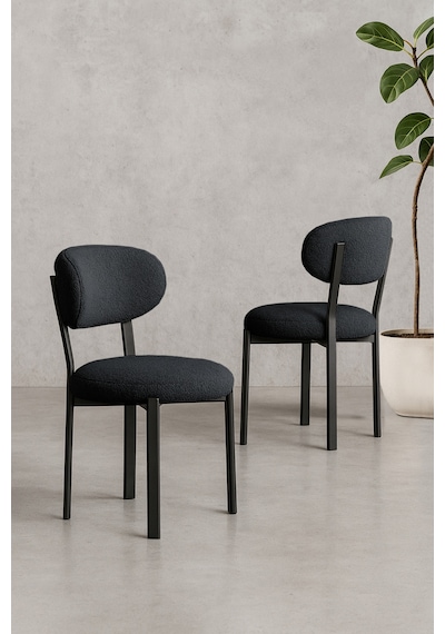 Renlife Yemek Masası Sandalyesi Sağlam Metal İskelet Modern Silinebilir Kumaş Sandalye 1 Adet Antrasit
