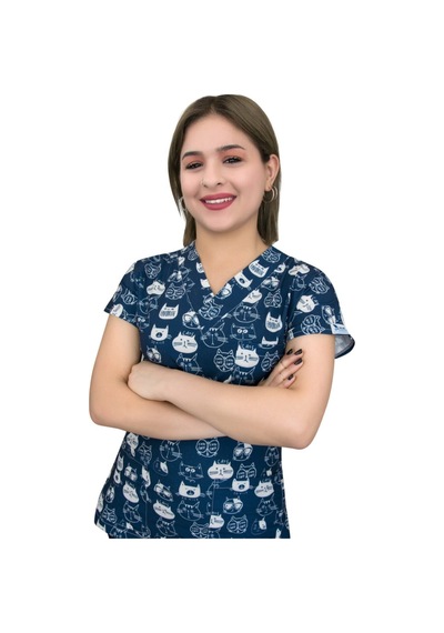 Unisex Lacivert Kedili Doktor Hemşire Hastane Üst Forma Greys Lacivert Beyaz Lacivert Beyaz
