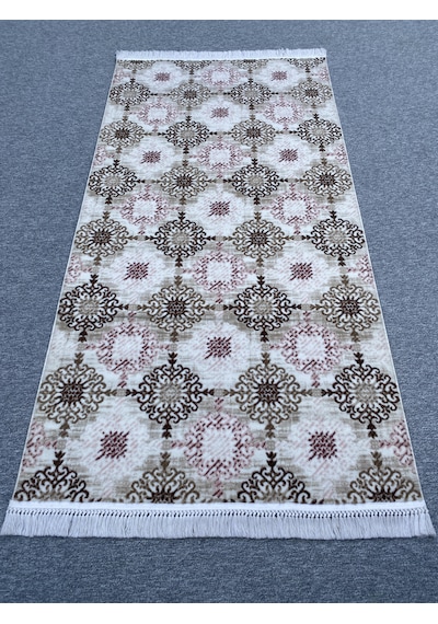 Burak Halı 125x250 Pudra Pembe Vizon Kesme Saçaklı Halı