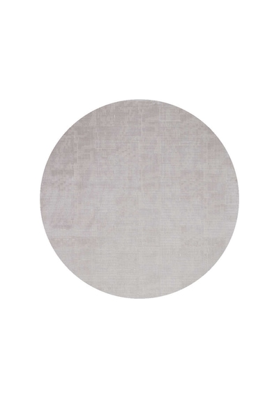 Geometrik Abstract Desenli Prato İpeksi Lüks Viskon Yuvarlak Halı Pr09 Gri Kemik
