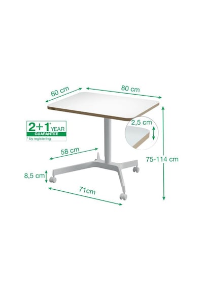Leitz Ergo Küçük Sit Standing Çalışma Masası Kod:65360001 Beyaz