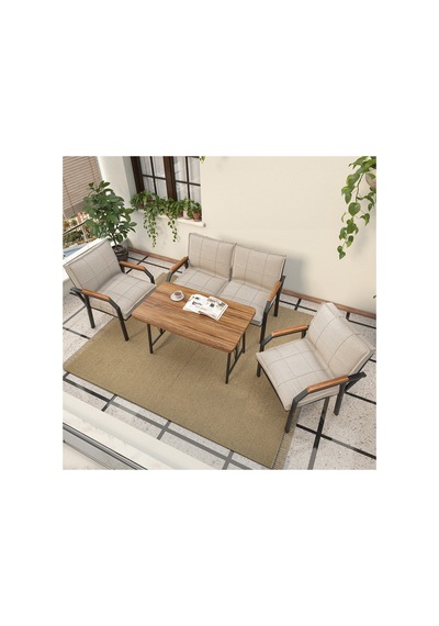 Mygusi Hayal Balkon, Cafe, Metal Kanepe Koltuk Takımı , Bahçe Mobilyası, 2+1+1 + 70x110 Masalı Krem Mygusi Hayal Balkon, Cafe, Metal Kanepe Koltuk Takımı , Bahçe Mobilyası, 2+1+1 + 70x110 Masalı Krem