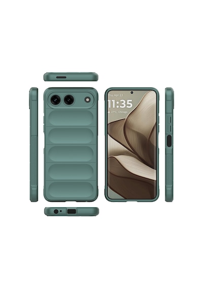 Tecno Spark 40 5g Kılıf Esnek Tpu Oyuklu Arka Yüzey Tasarımlı Zore Etnik Silikon Kapak - Koyu Yeşil