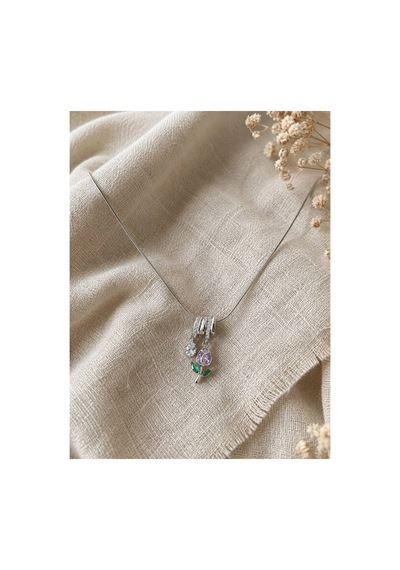 Miore Gül Figürlü Zirkon Taş Detaylı Charm Kadın Kolye Gümüş - 899637474 Gümüş