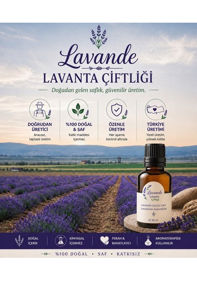 Lavande Lavanta Çiftliği Lavanta Yağı L.Angustifolia İçten Damlalıklı 50 ML