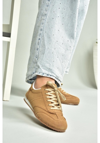 Fox Shoes U652846202 Taba Süet Kadın Spor Ayakkabı Sneakers Taba-süet