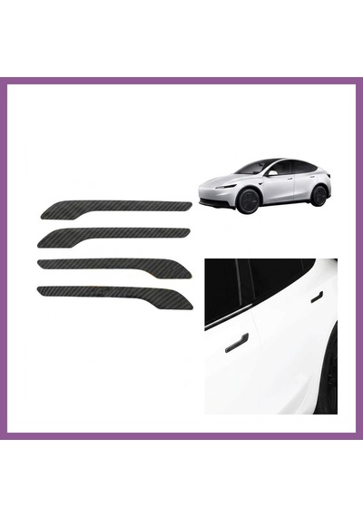 Bezos Tesla Model 3 Y Uyumlu Karbon Dış Kapı Kolu Koruyucu Kaplama Seti 4 Lü Siyah Rengaren