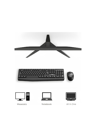 Philips SPT6337 Kablosuz Türkçe Q Klavye & Mouse Seti Siyah