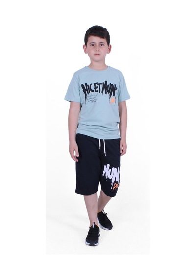 Fyk Kids Dg-nuk Yazı Baskılı Erkek Çocuk Yazlık Takım Mint Yeşili