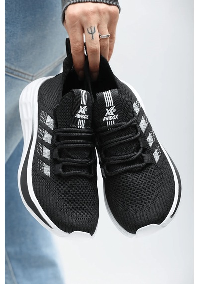 2201-awıdox Anatomik Tabanlı Unisex Bağcıksız Sneakers Ayakkabı Siyah  -  Beyaz