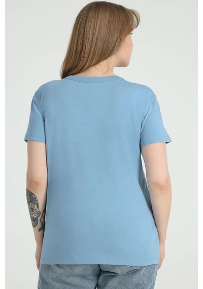 Uyguntarz Unisex Kedi Baskılı Oversize Tshirt Bebe Mavisi