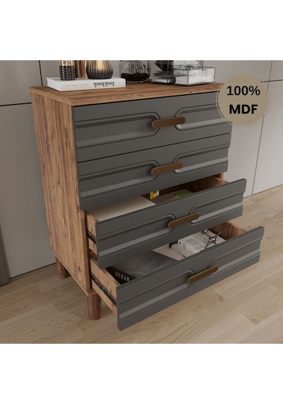 Comiet Zen 4 Çekmeceli Mdf Şifonyer Antrasit