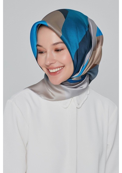 Armine İpek Eşarp Nostalji - 8424-33 Mavi Gri Twill Mavi Gri