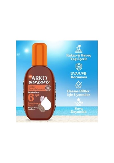 Arko Bronzlaştırıcı Güneş Yağı Sprey, Spf 6, 220 Ml