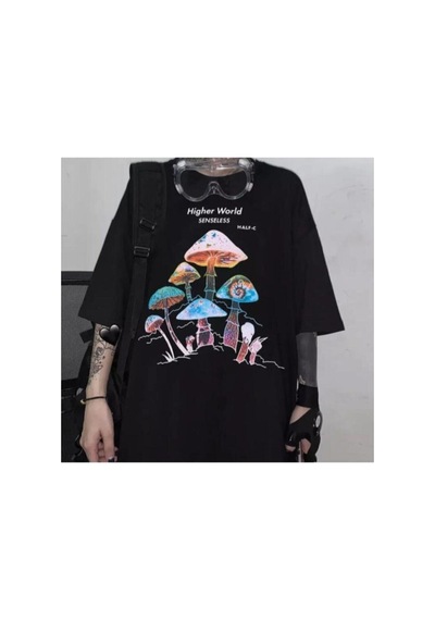 Noıssey Köstebek Etiket Higher World Mushrooms T-shirt Et42555 Siyah