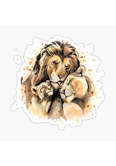 Aslan Ailesi Araba Oto Sticker Yapıştırma Etiket 17Cm F1