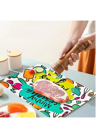 Ayrex Desenli Cam Kesim Panosu, Kaydırmaz Silikonlu Taban, Mutfak İçin, 35x25 Cm Minha Cozinha Diğer