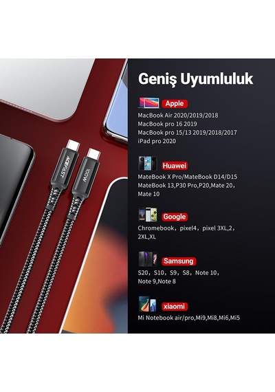 Acefast Ctoc 100w Alum. Şarj Data Kablosu -c4-03