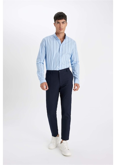 Defacto Çapraz Dokuma Chino Kumaş Pantolon Slim Fit Dar Kesim Dar Paça Basic Düz Cepli B2091AX23AU Lacivert