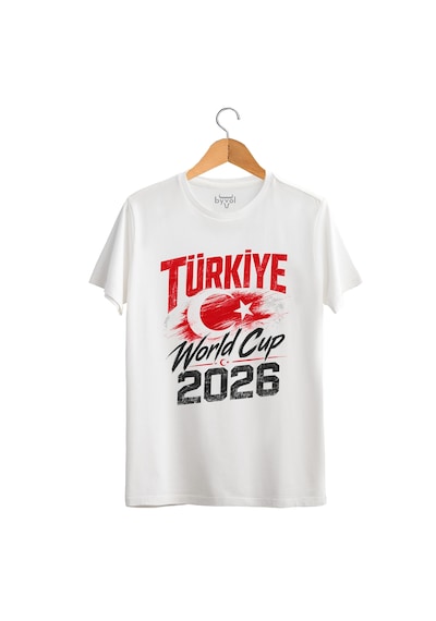 Byvol Türkiye Dünya Kupası 2026 Baskılı Tişört Beyaz