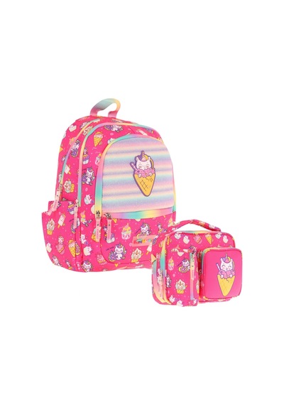 Kaukko Kids Kız Çocuk Okul Çantası Ve Isı Yalıtımlı Beslenme Çantası Seti L5227+l7227 Kauçuk Dondurma - Pembe Pembe