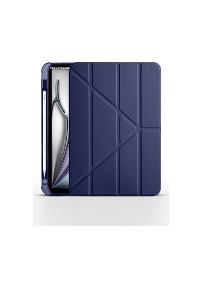 Apple Uyumlu iPad, Air 13" M3 2025 / M2 2024 Kılıf Kalem Şarj Bölmeli Stadlı Uyku Modlu Silikon Akıllı Case