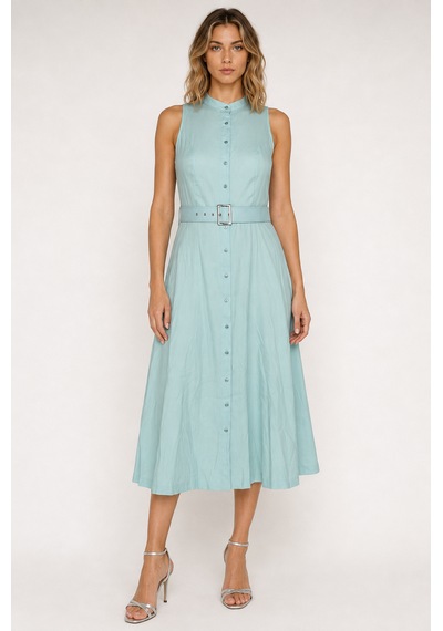 Glenda Mint Breeze Kemerli Midi Elbise