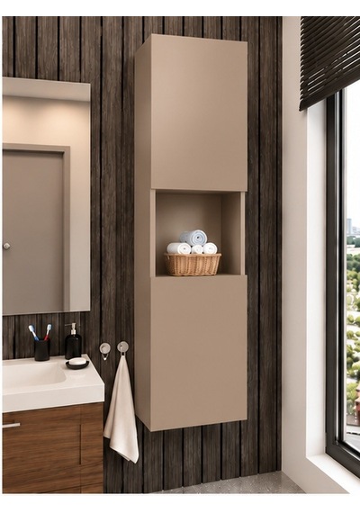 Lisa Banyo Dolabı Duvara Monte Raflı Mdf Krem