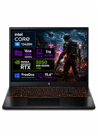 Acer Nitro V 15 ANV15-52 NH.QZ7EY.003-02 i5-13420H 16 GB 1 TB SSD 8 GB RTX5050 15.6" Free Dos Dizüstü Bilgisayar